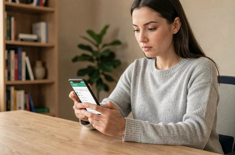 Femme configurant les paramètres IMAP sur un smartphone Android pour accéder au webmail académique de Nantes