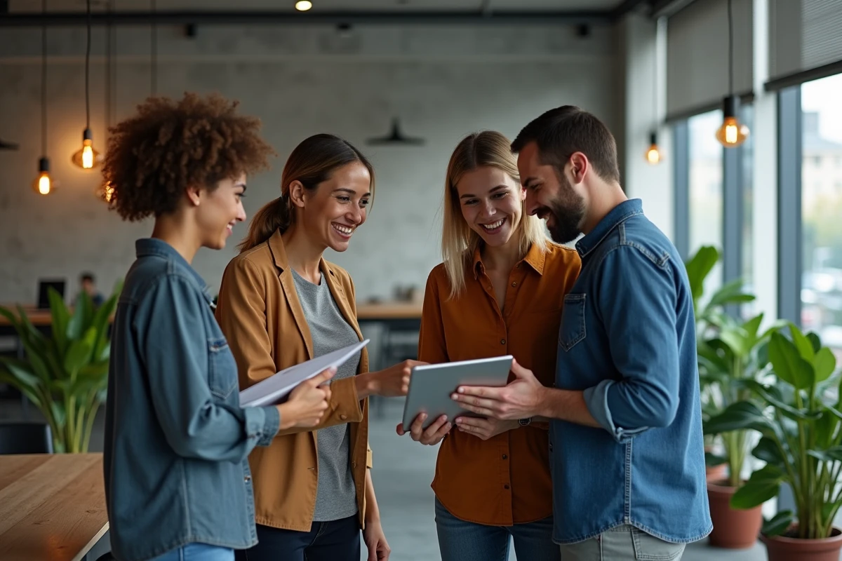 Groupe diversifié collaborant autour d