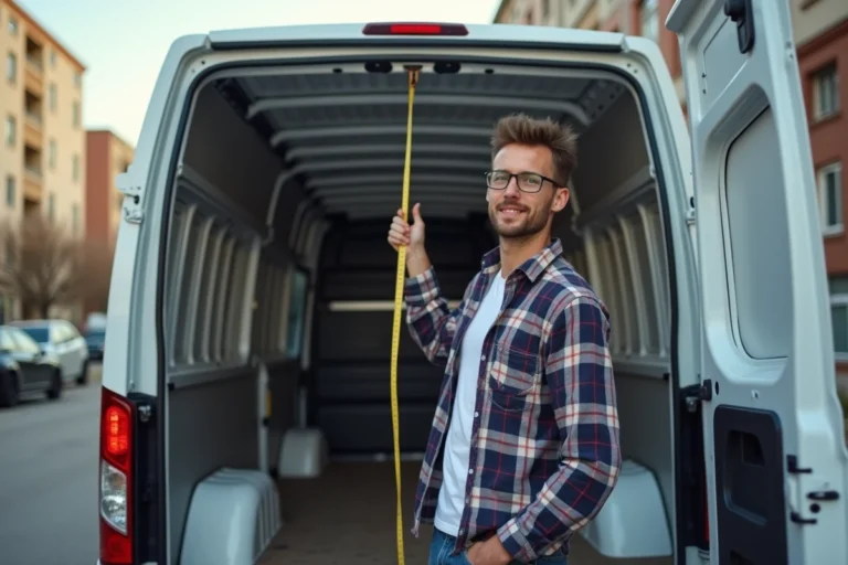 Jeune homme mesure intérieur d'une vanne blanche